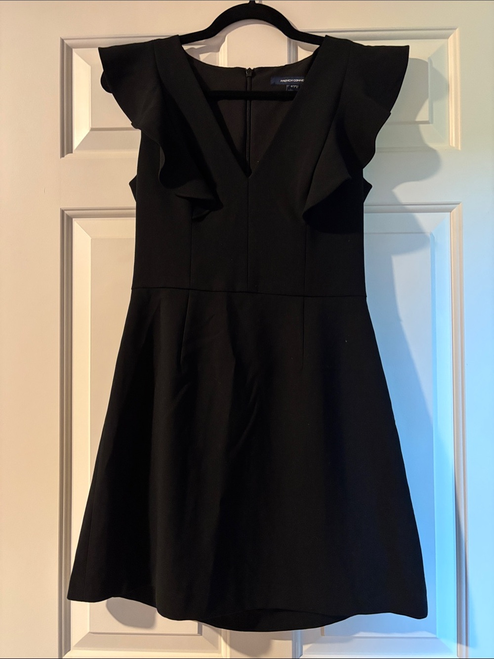 French Connection NWT Black Flutter-Sleeve A-line Mini Dress Sz 6